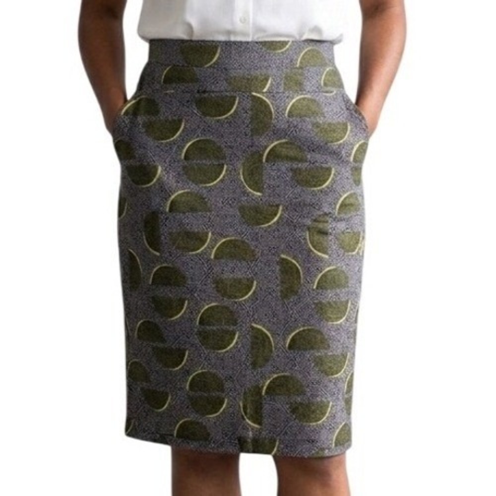LuLaRoe Cassie Pencil Skirt XL Grey Lime Green Geometric Swirl Print Stretch